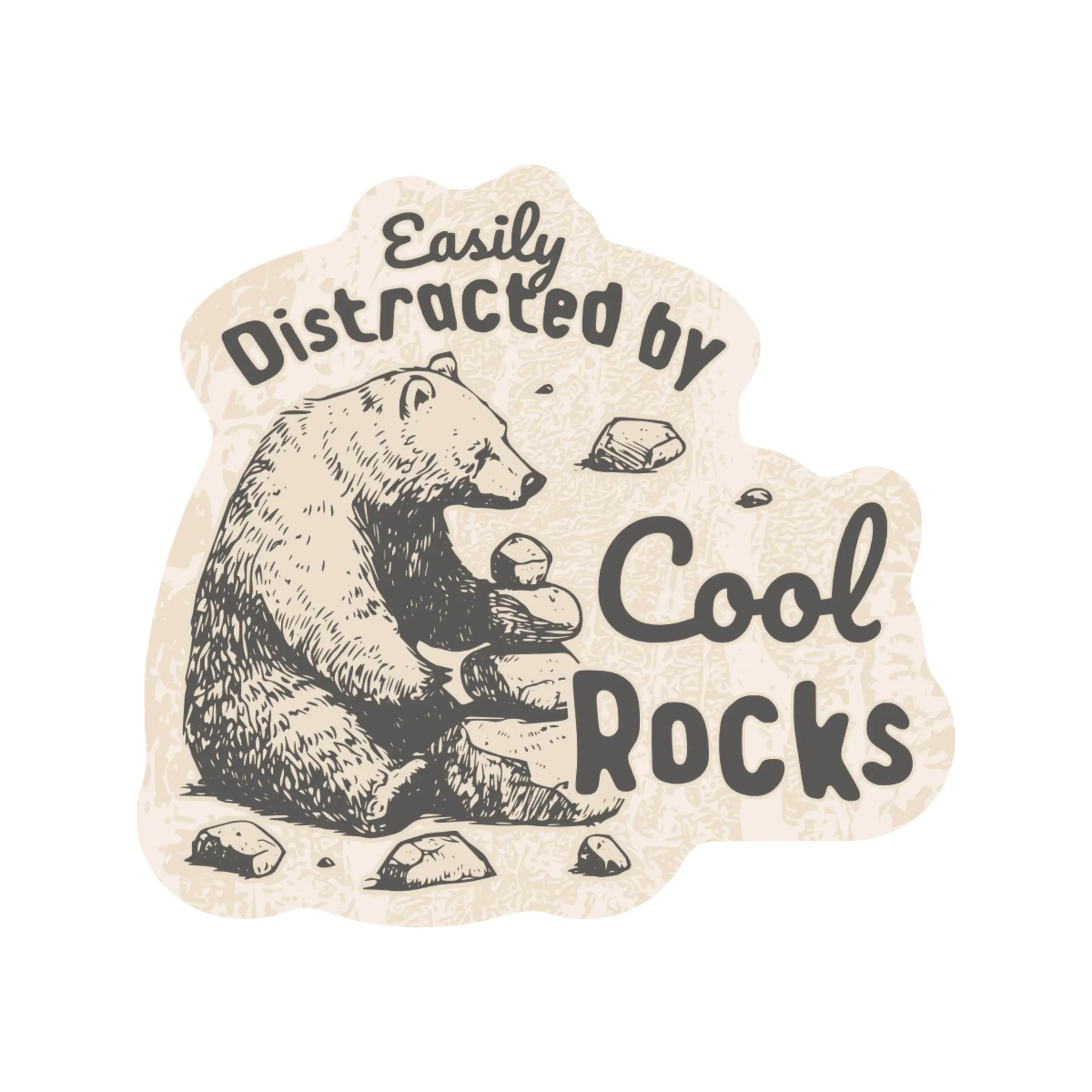 Distracted by Cool Rocks Bear High Quality Vinyl Sticker sticker