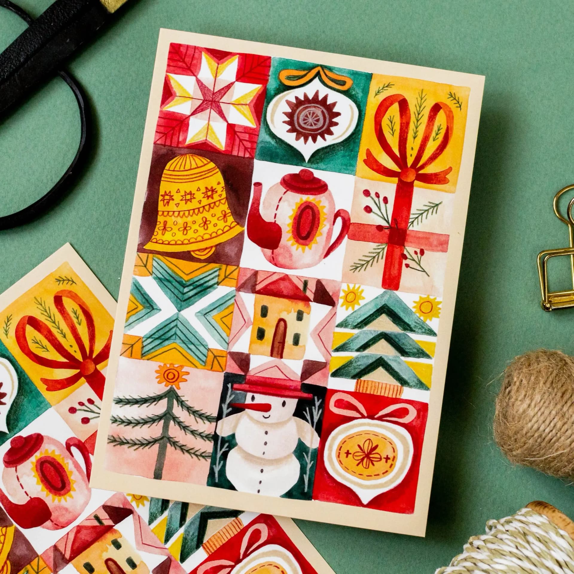 Postcard - Festive Quilt sticker