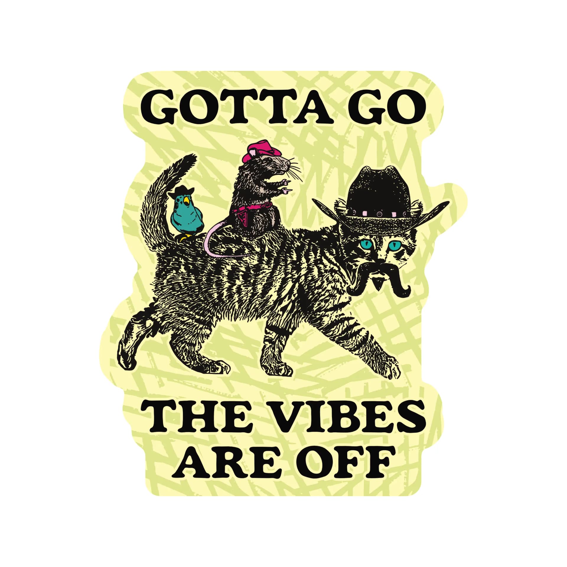 Vintage Cute Funny Animal Vibes High Quality Vinyl Sticker sticker